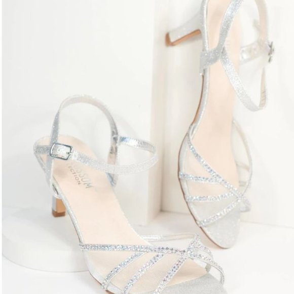 silver Rhinestone Kitty Heels - Picture 4 of 11